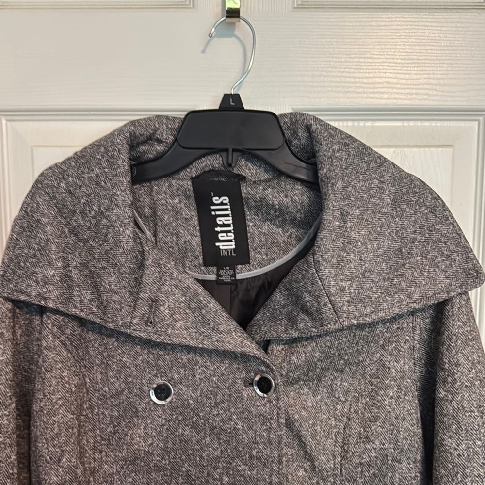 NWT Women's Charcoal Peacoat with Removable Hood - Picture 2 of 10
